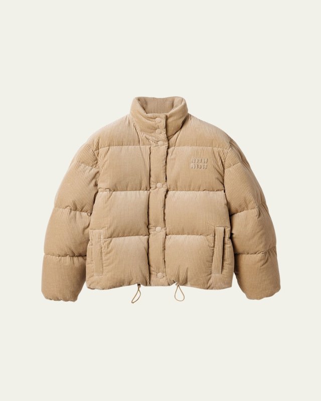 Corduroy Down Puffer Logo Jacket